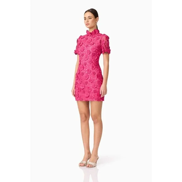 NWT Elliatt Claudia Short Sleeve Mini Dress in Pink $448 - Size Large‎ - Picture 4 of 10